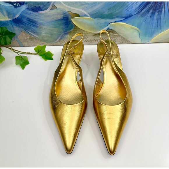 Jeffrey Campbell Persona Pointed Toe Slingback Pump In Gold 6 - Picture 3 of 16